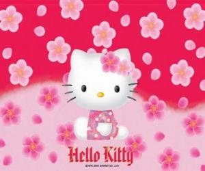 пазл Hello Kitty с цветами